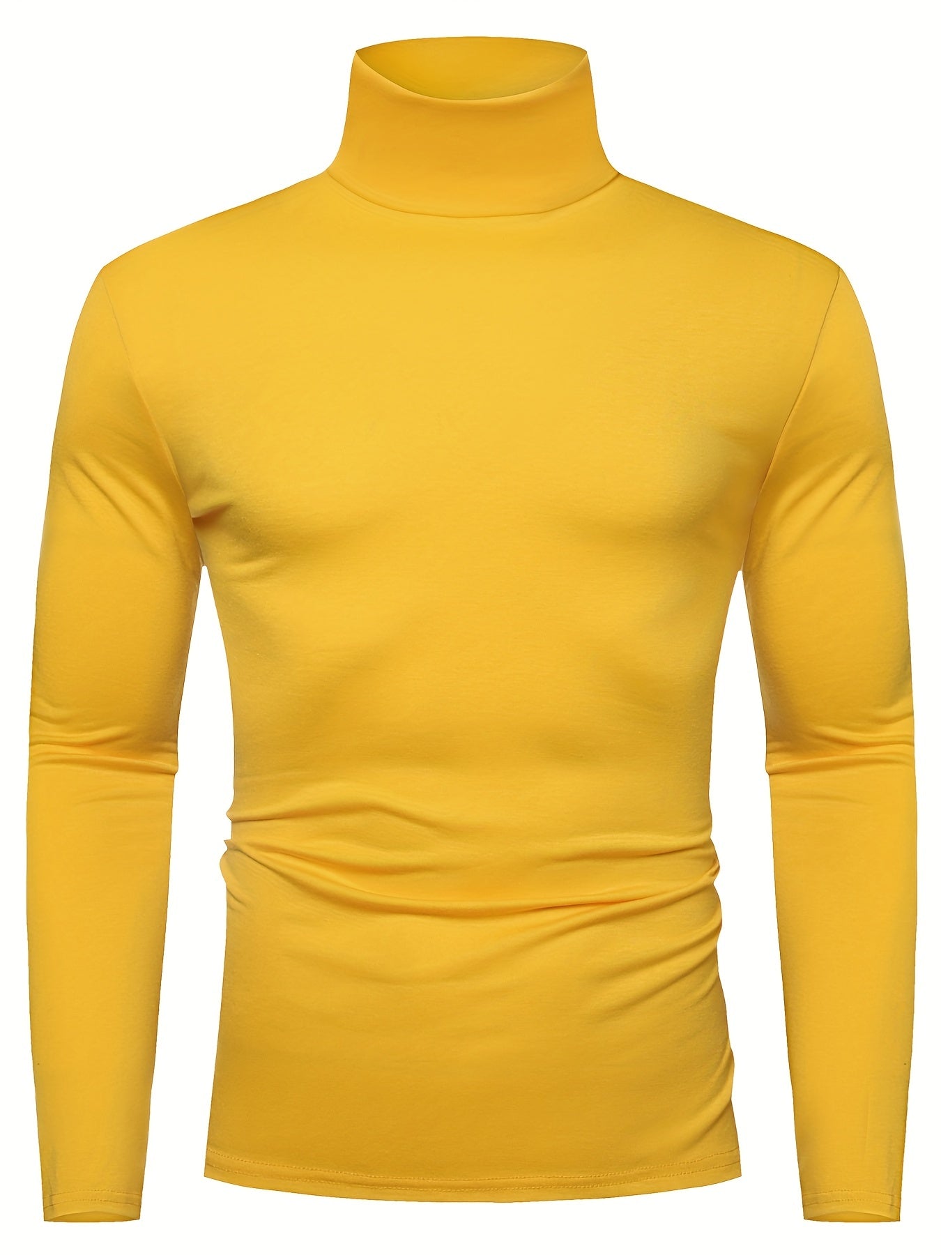 Long-Sleeved Multicolor Turtleneck Shirt for Men - Soft Medium Stretch Polyester Fabric, Regular Fit, High Neck Collar, Machine Washable, Perfect for Spring and Fall Seasons